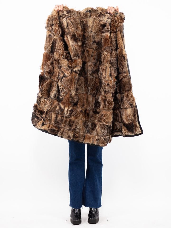 Vintage 80's Women Sheepskin Coat in GrayA0845