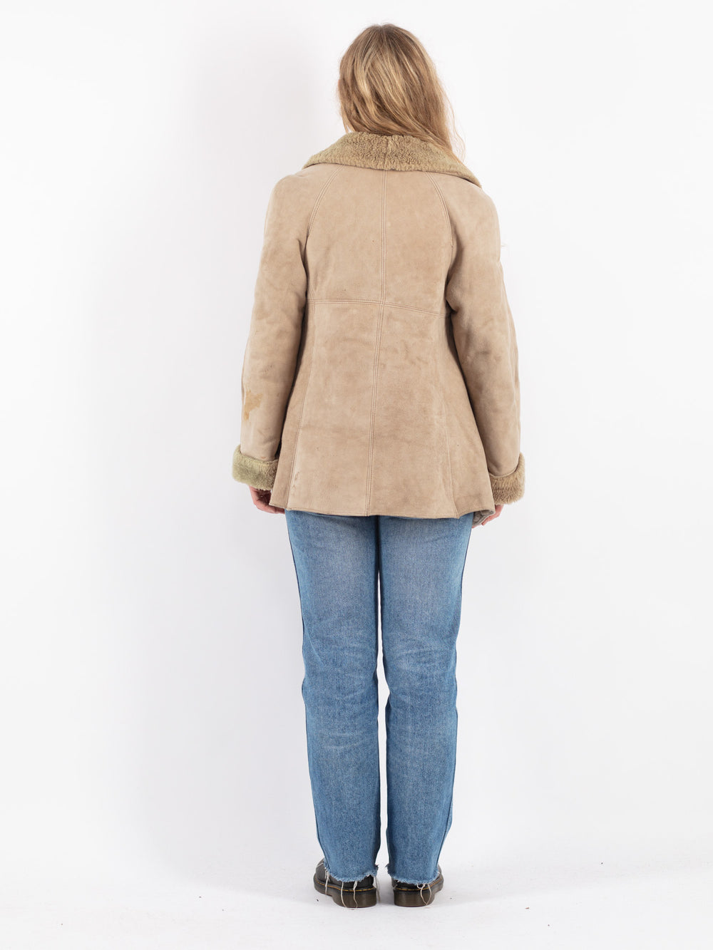 Vintage 80's Women Sheepskin Coat in Beige