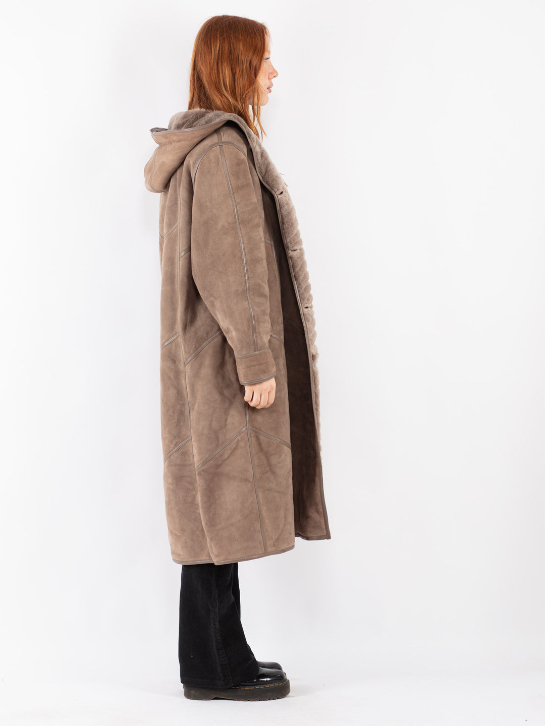 Vintage 80's Women Sheepskin Coat in Beige