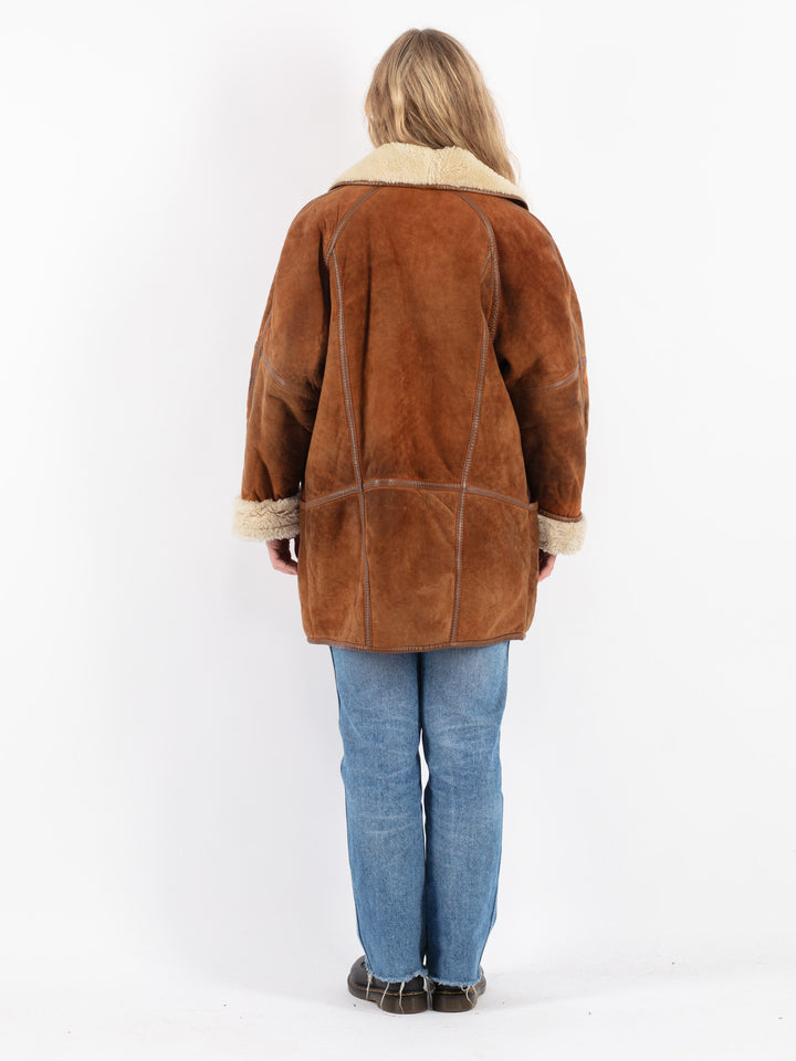 Vintage 80's Women Sheepskin Coat in Brown