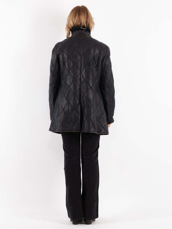 Vintage 00's Women Sheepskin Coat in Blue