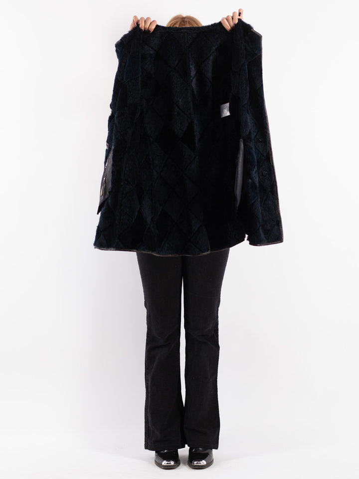 Vintage 00's Women Sheepskin Coat in Blue