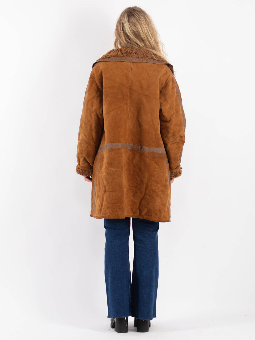 Vintage 80's Women Sheepskin Coat in Brown