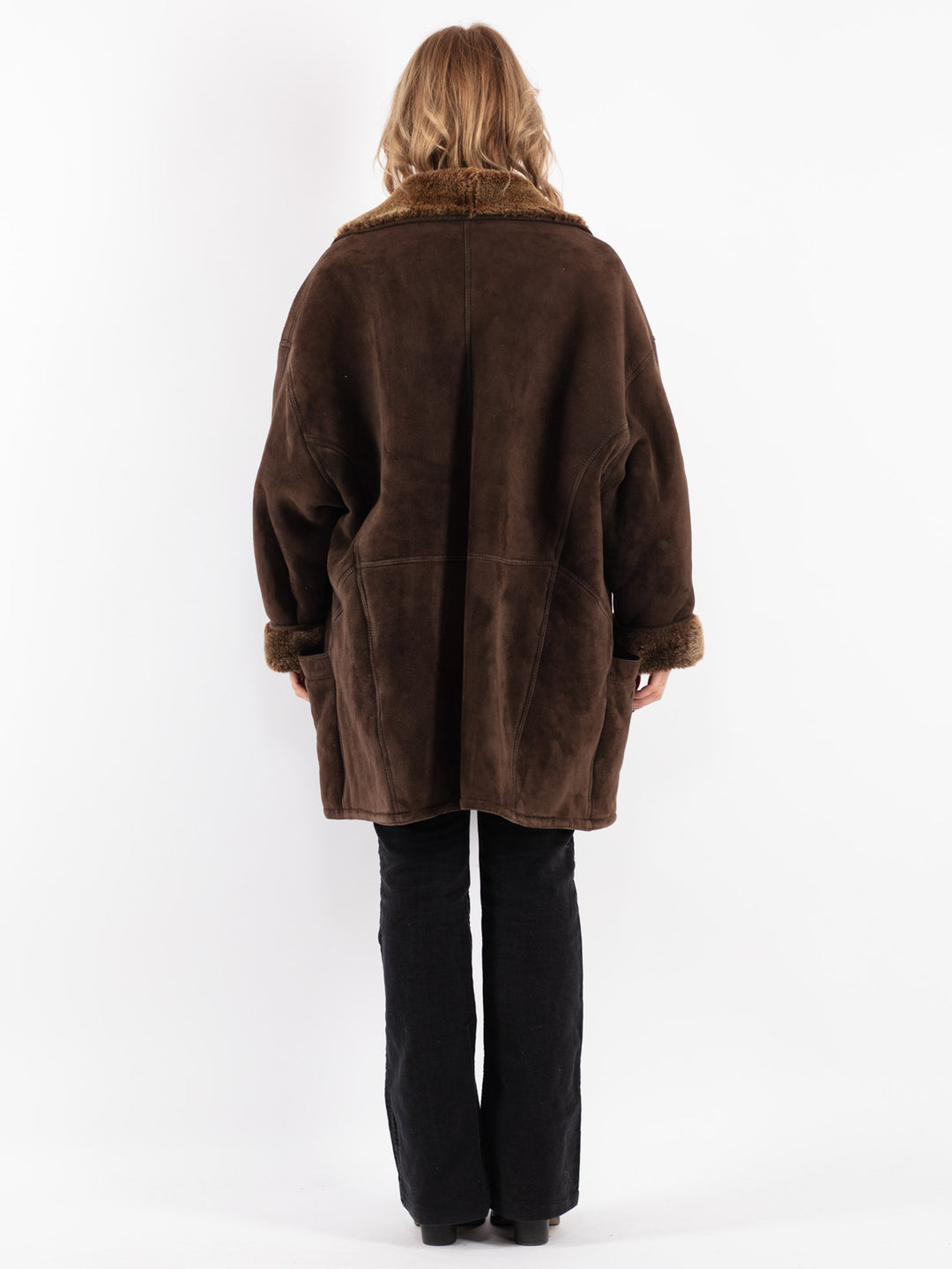 Vintage 80's Women Sheepskin Coat in Brown