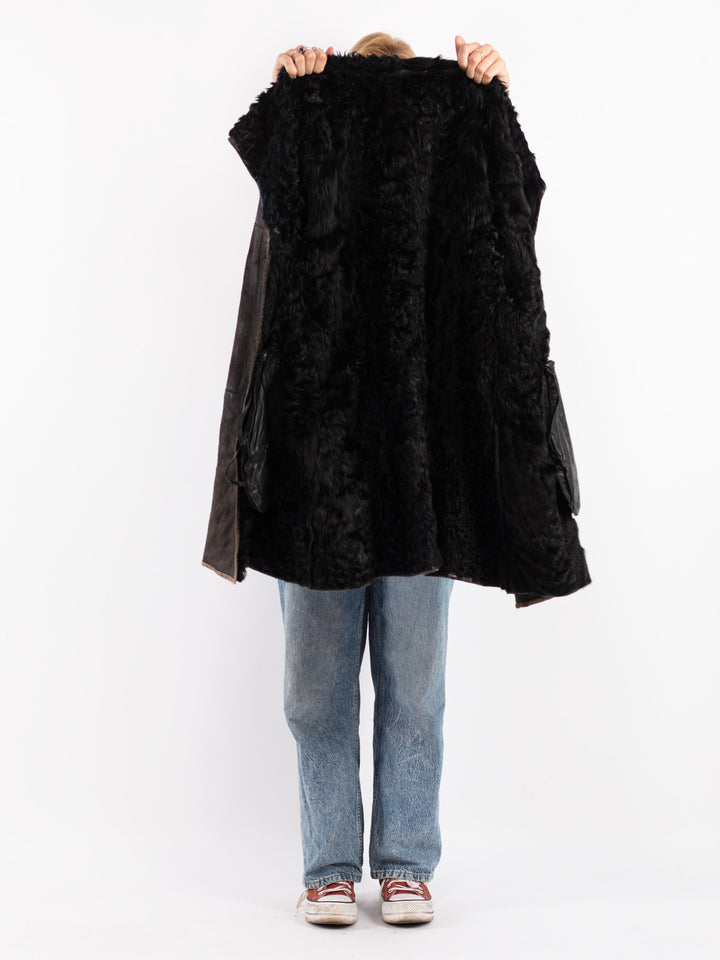 Vintage 80's Women Sheepskin Coat in Brown