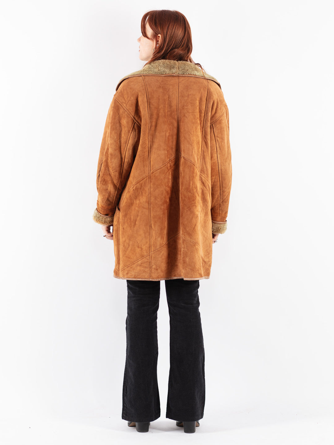 Vintage 80's Women Sheepskin Coat in Brown