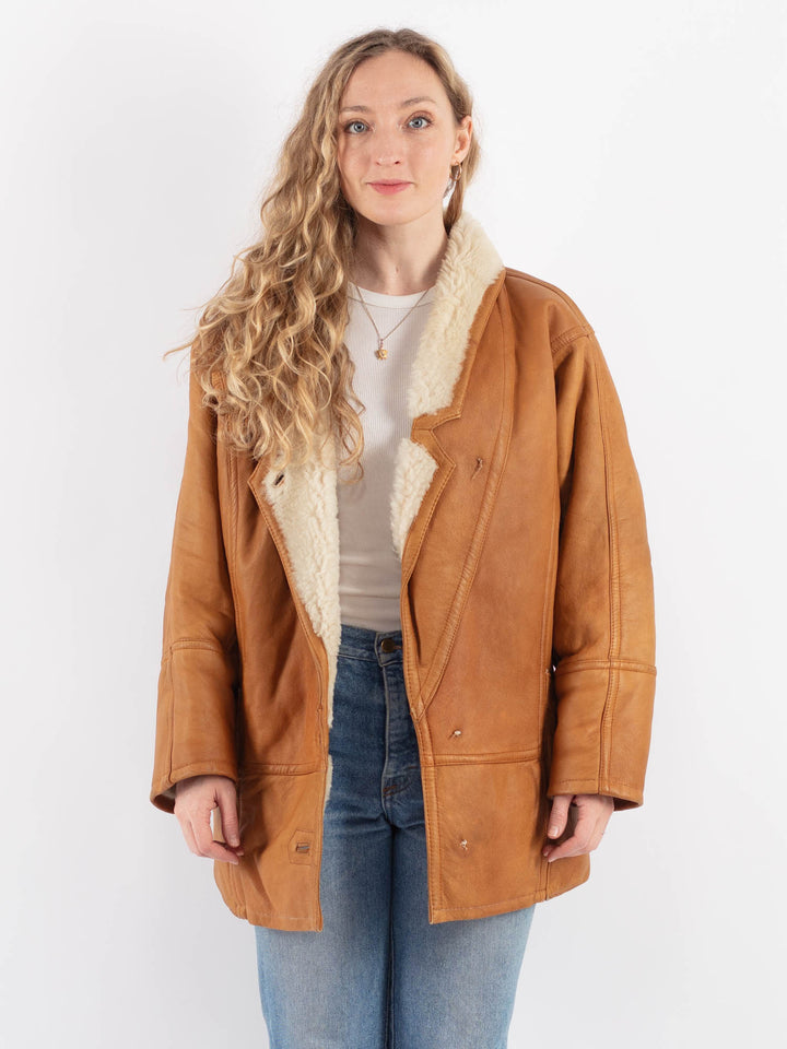 Vintage 80's Women Sheepskin Coat in BrownV9335