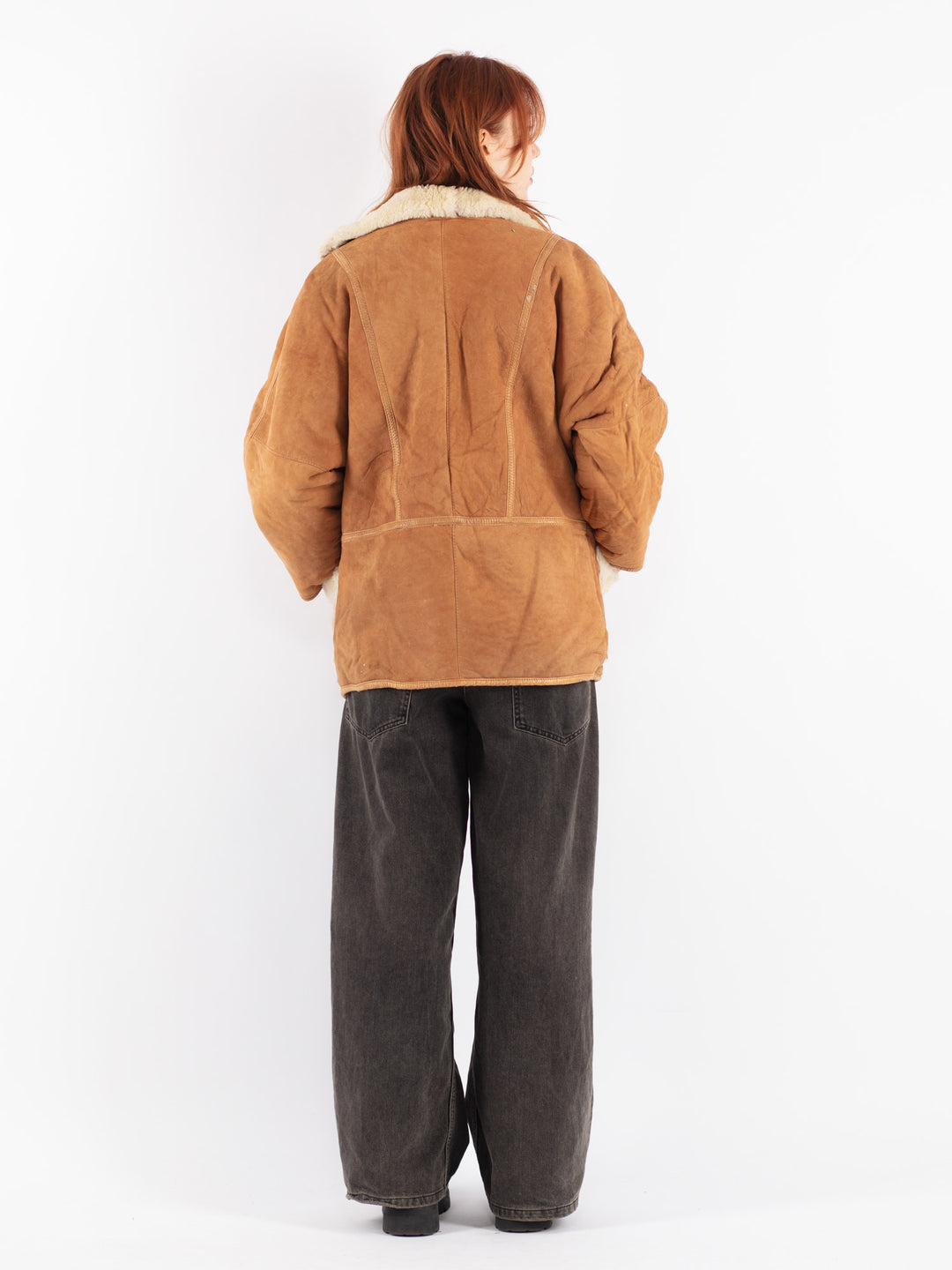 Vintage 80's Women Sheepskin Coat in Brown