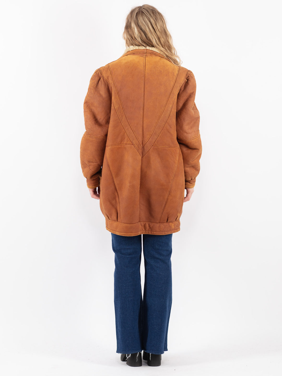 Vintage 80's Women Sheepskin Coat in Brown