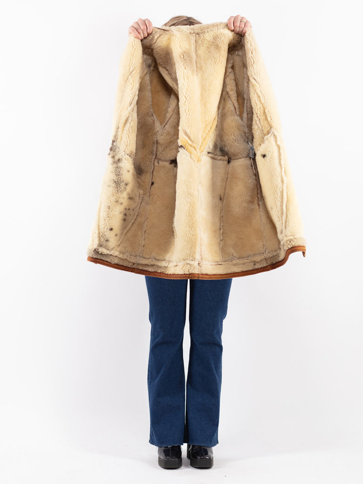 Vintage 80's Women Sheepskin Coat in Brown