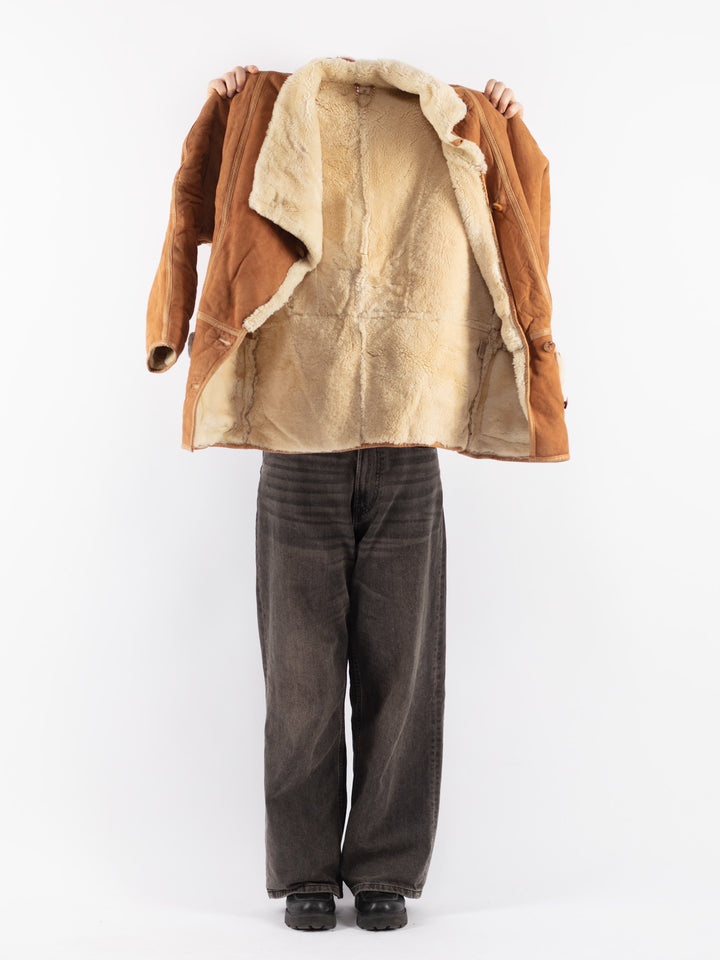 Vintage 80's Women Sheepskin Coat in Brown