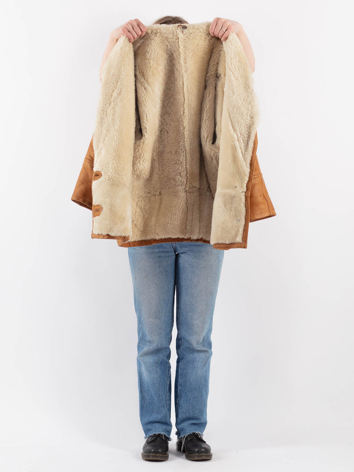 Vintage 80's Women Sheepskin Coat in BrownV9335