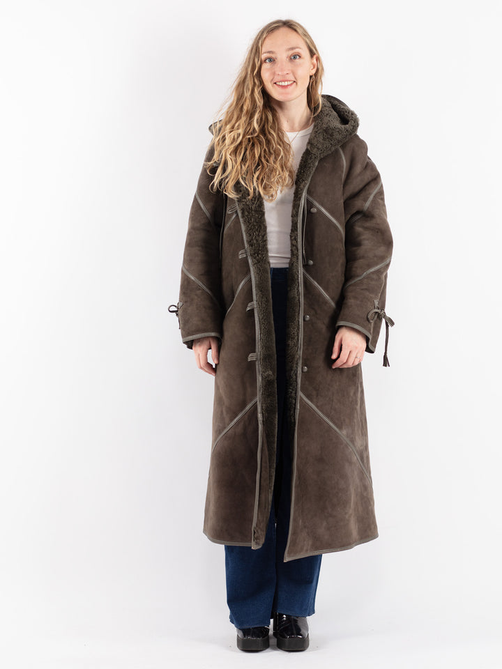 Vintage 80's Women Sheepskin Coat in Brown