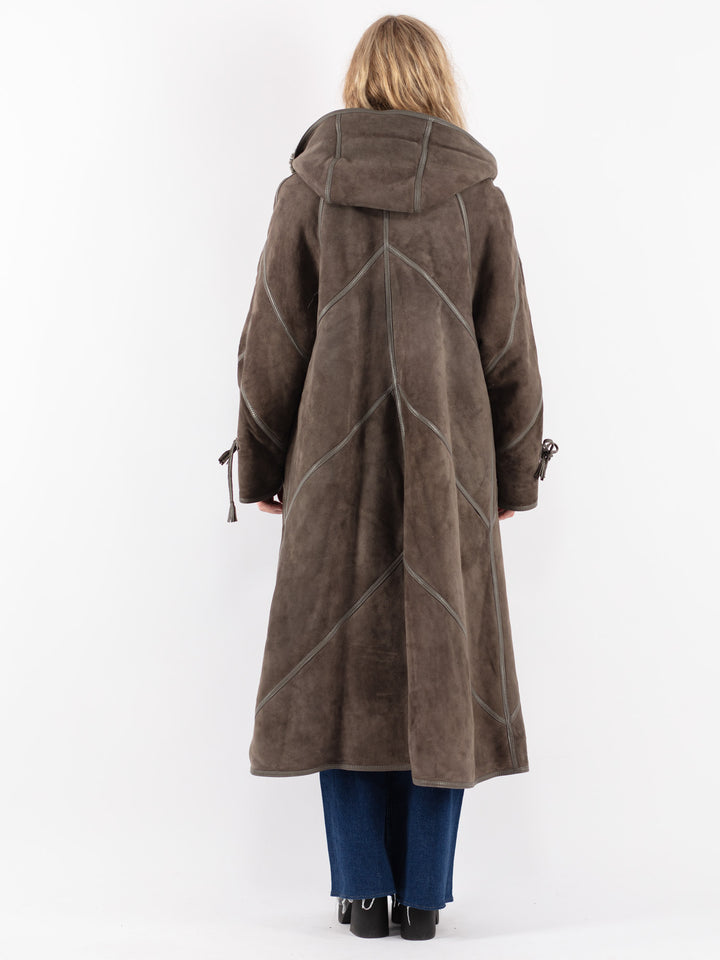 Vintage 80's Women Sheepskin Coat in Brown