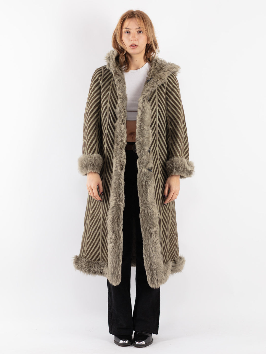 Vintage 80's Women Sheepskin in Green