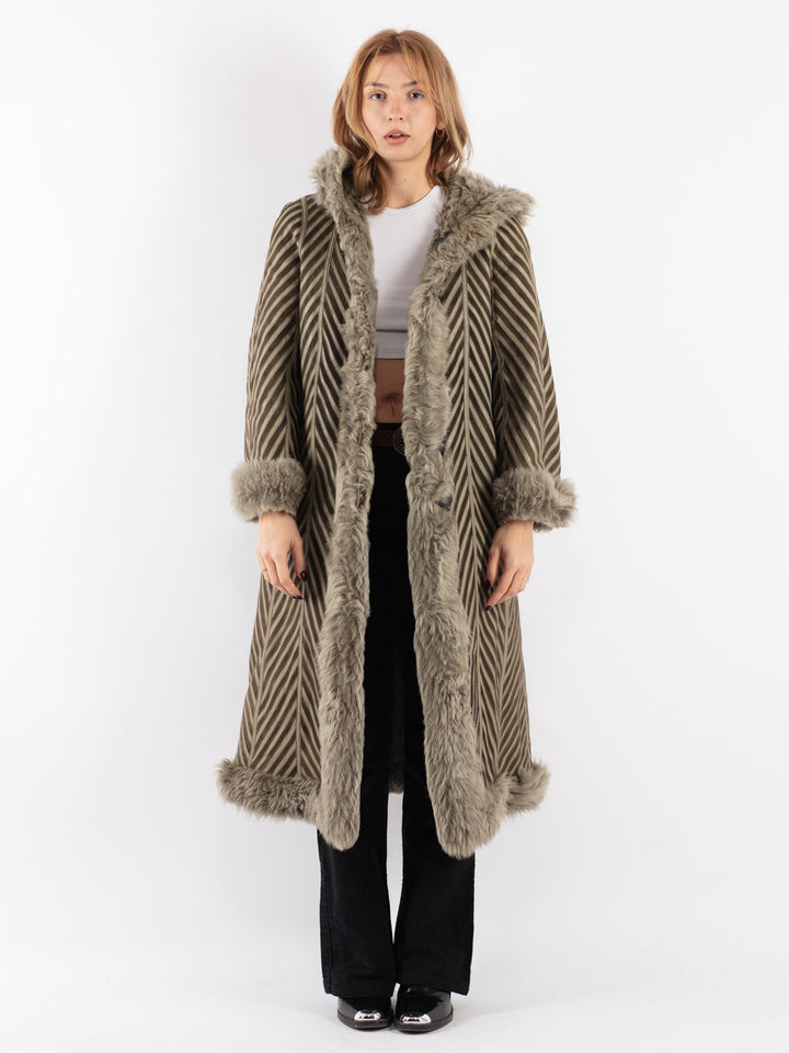 Vintage 80's Women Sheepskin in Green