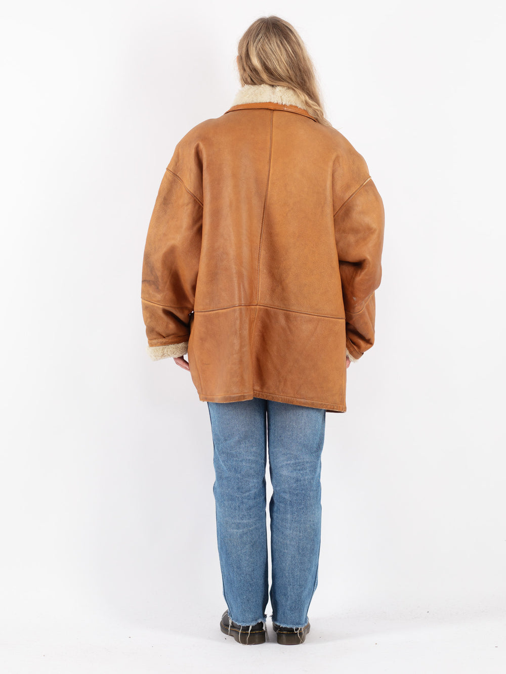 Vintage 80's Women Sheepskin Coat in Brown
