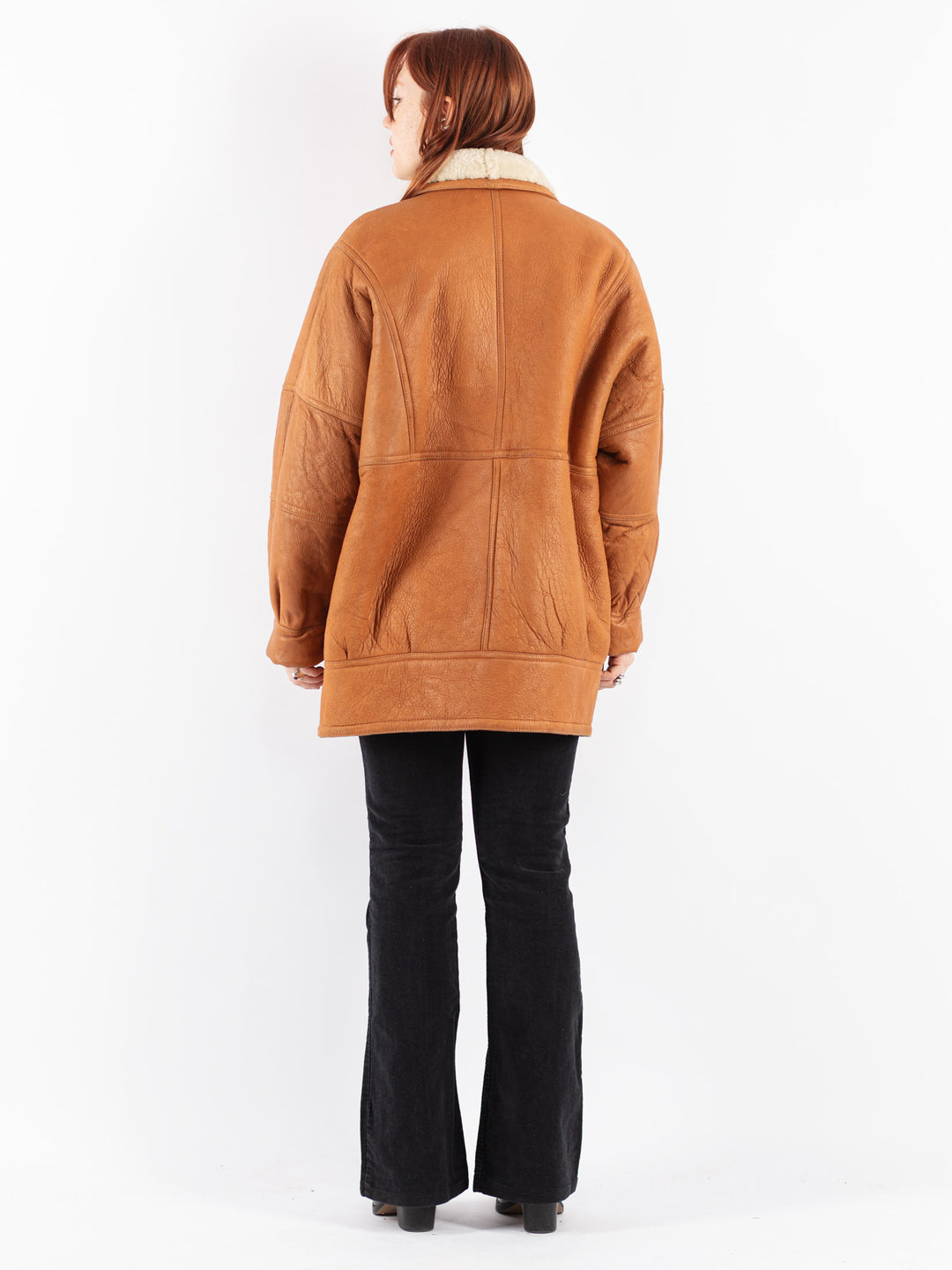 Vintage 80's Women Sheepskin Coat in Brown