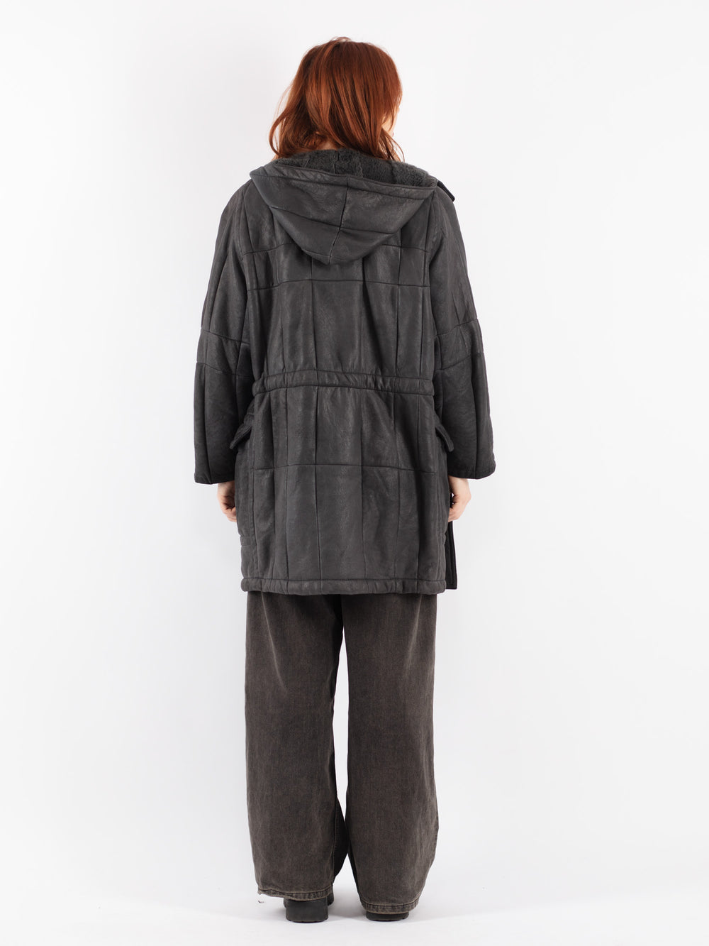 Vintage 80's Women Sheepskin Coat in Gray