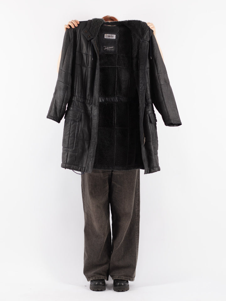 Vintage 80's Women Sheepskin Coat in Gray