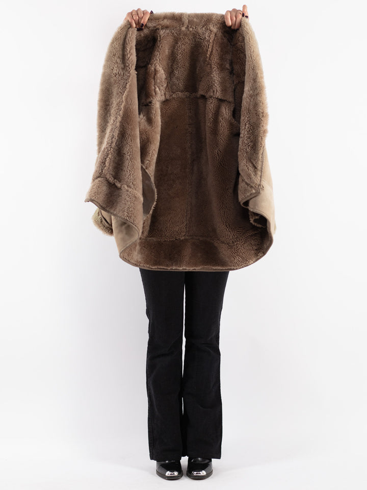 Vintage 80's Women Sheepskin Coat in Beige