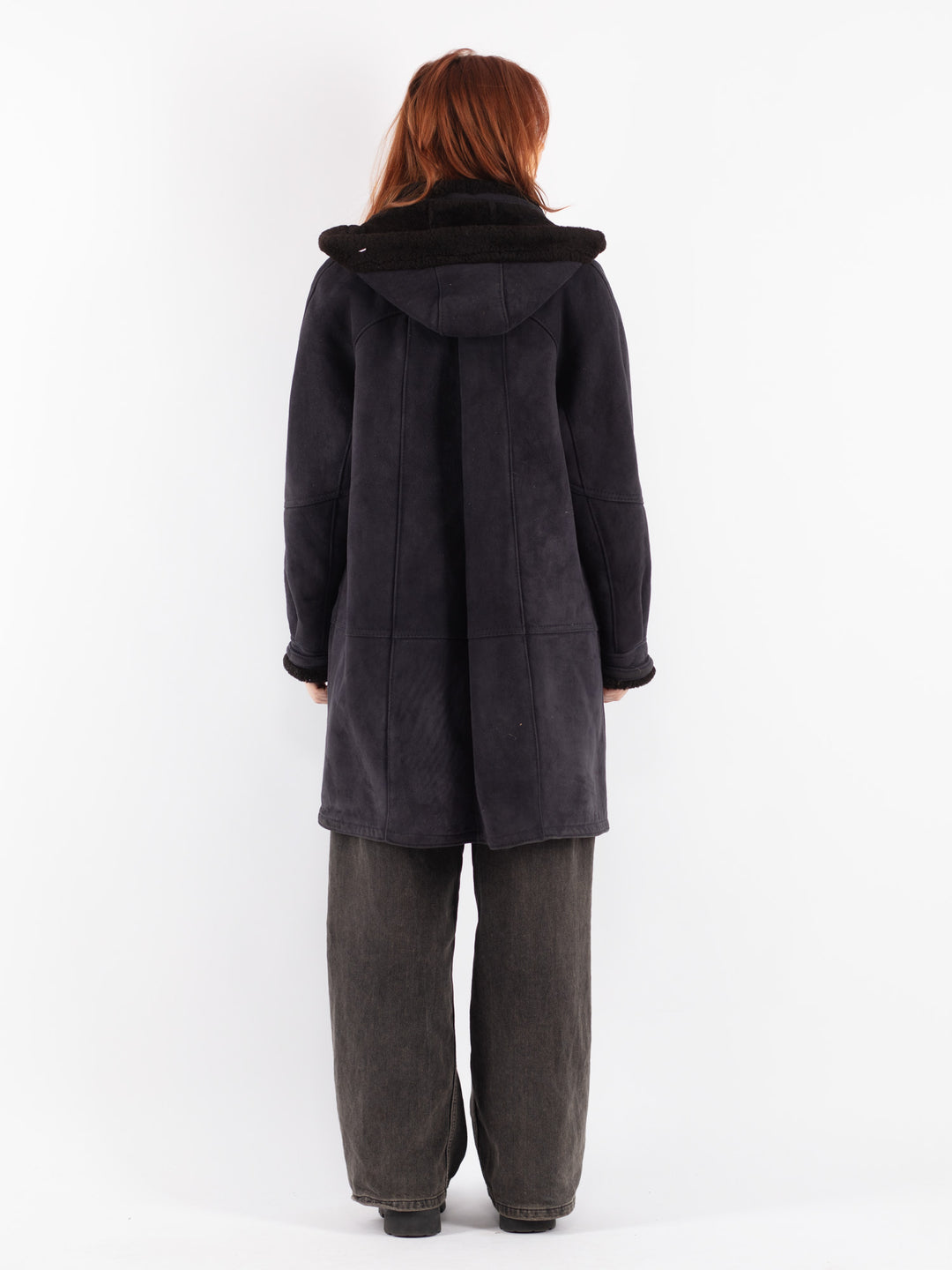 Vintage 80's Women Sheepskin Coat in Blue