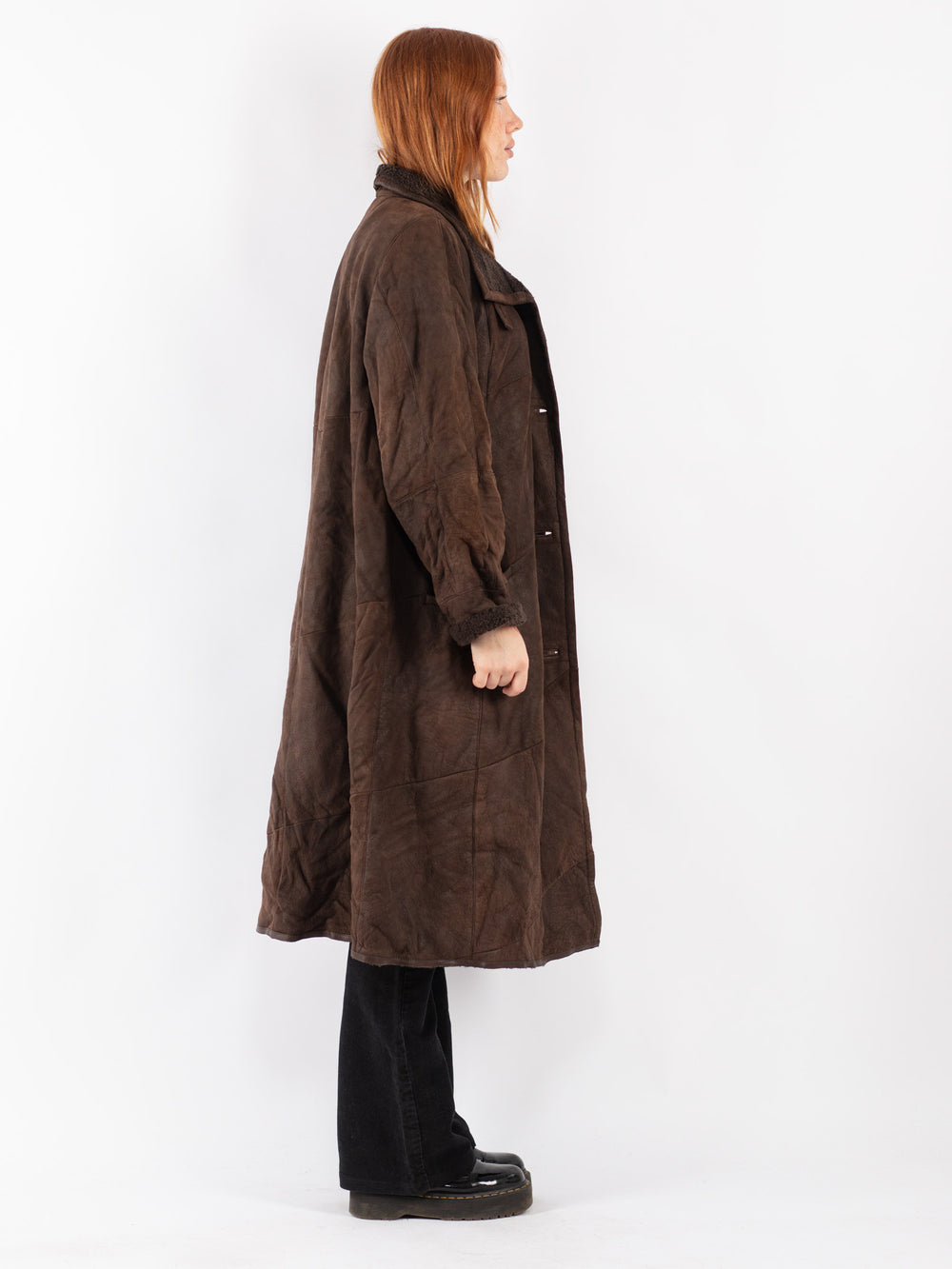 Vintage 90's Women Sheepskin Coat in Brown