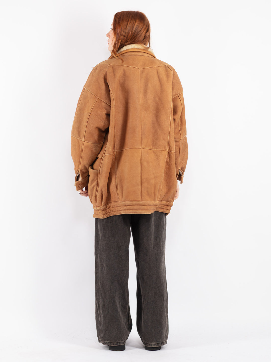Vintage 80's Women Sheepskin Coat in Brown