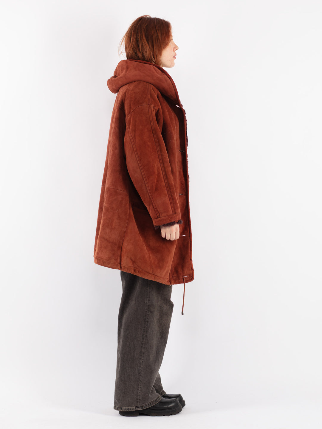 Vintage 80's Women Sheepskin Coat in Brown