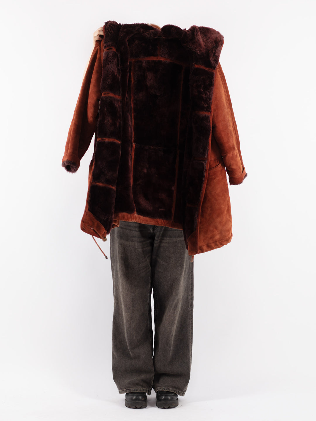 Vintage 80's Women Sheepskin Coat in Brown