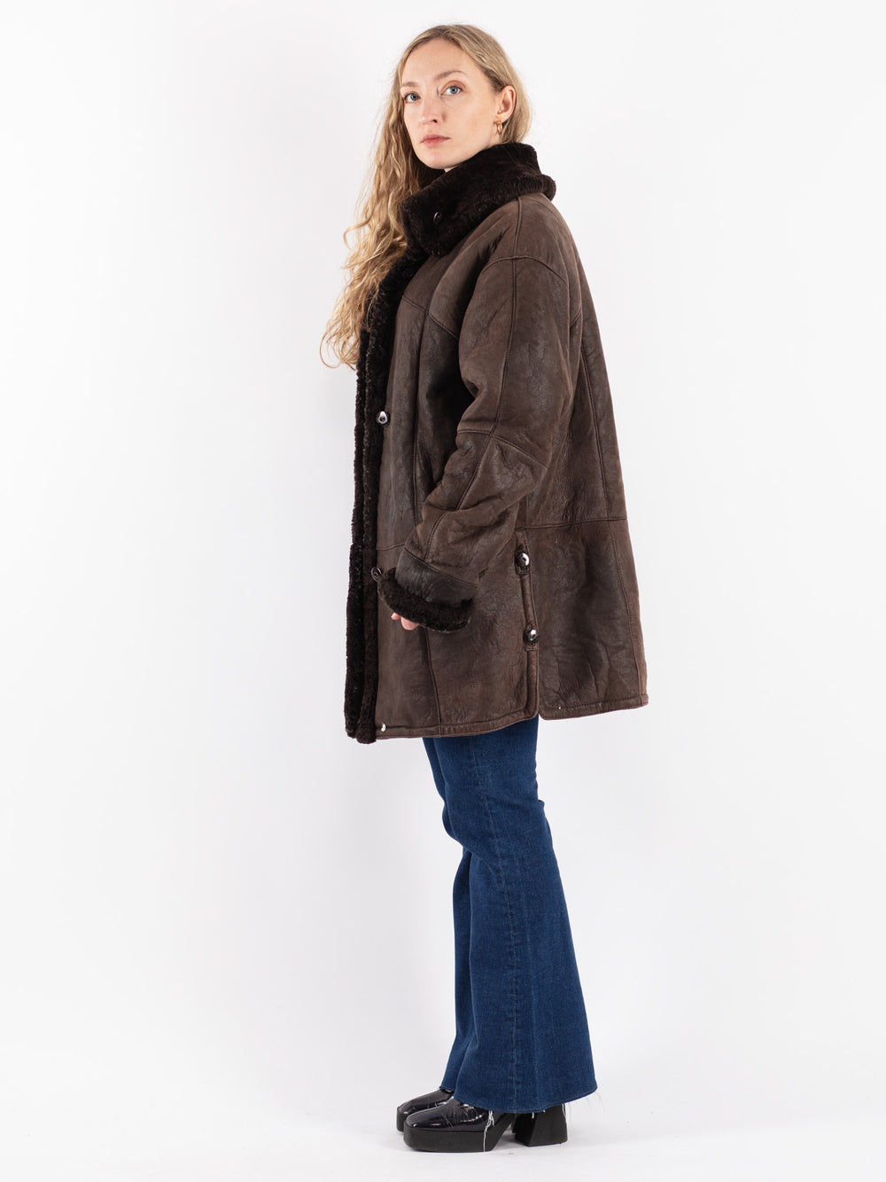 Vintage 80's Women Sheepskin in Brown
