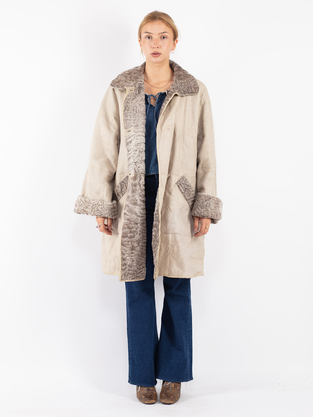 Vintage 80's Women Coat in White