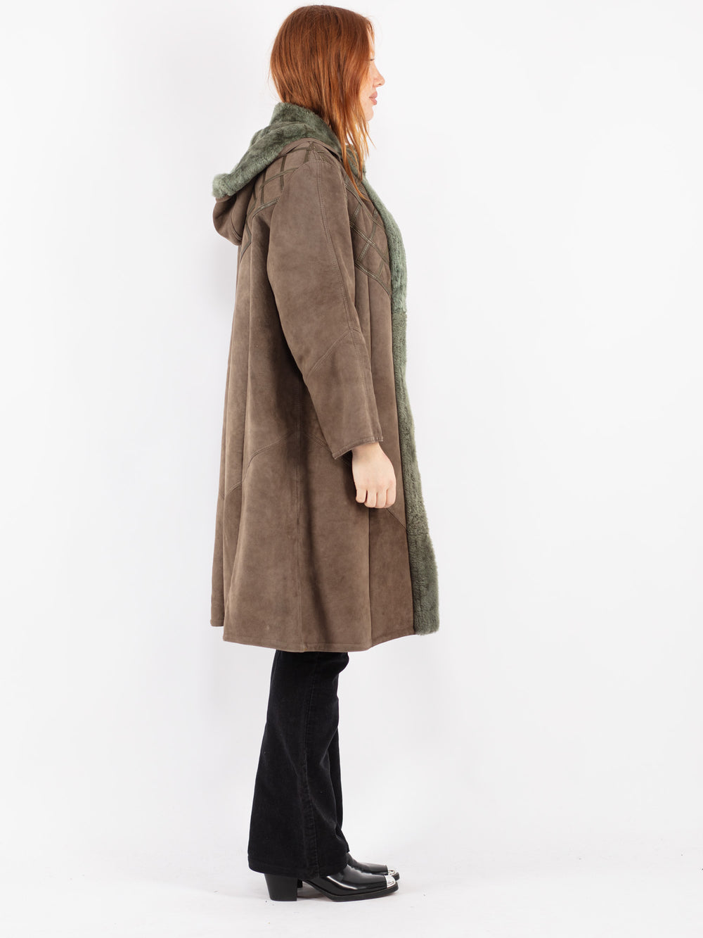 Vintage 80's Women Sheepskin Coat in Brown