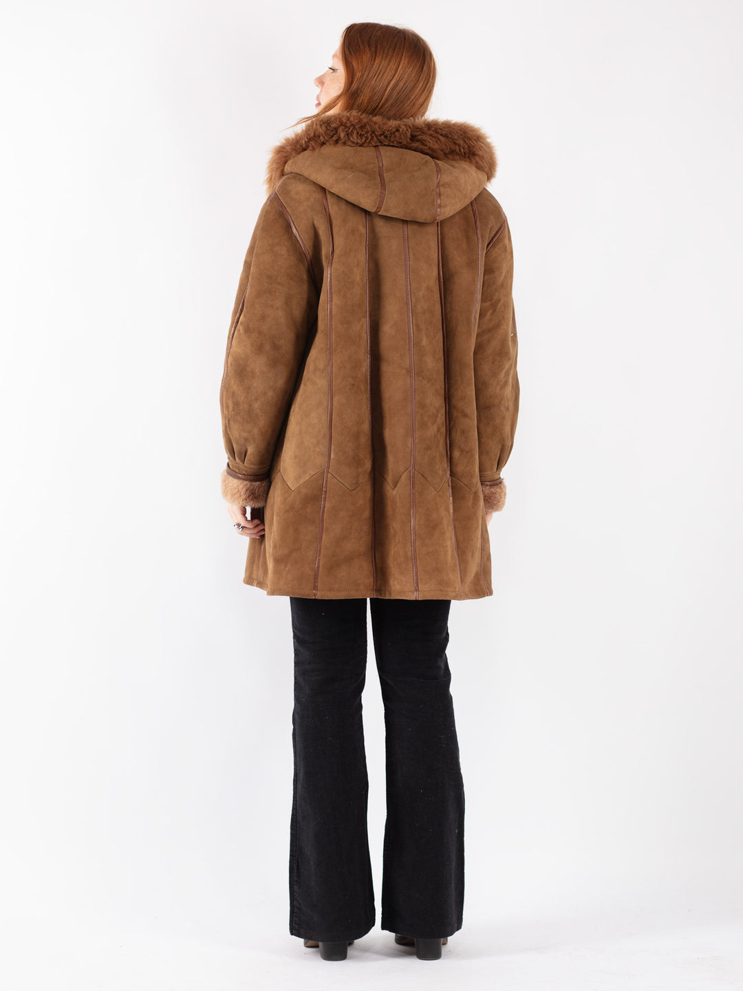 Vintage 80's Women Sheepskin Coat in Brown