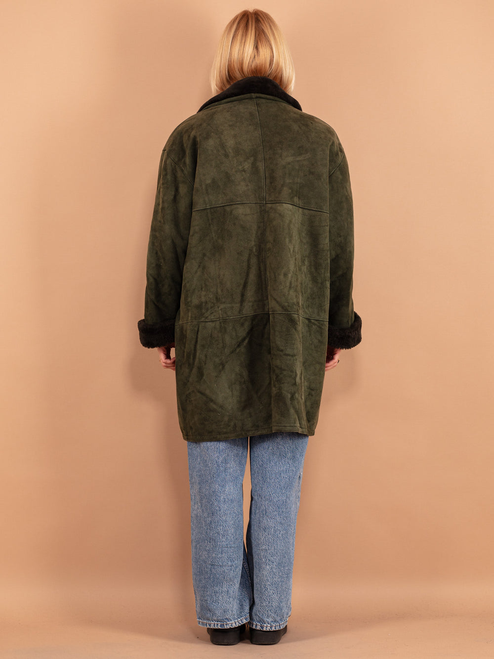 Vintage 80's Women Sheepskin Coat in Green - NorthernGrip