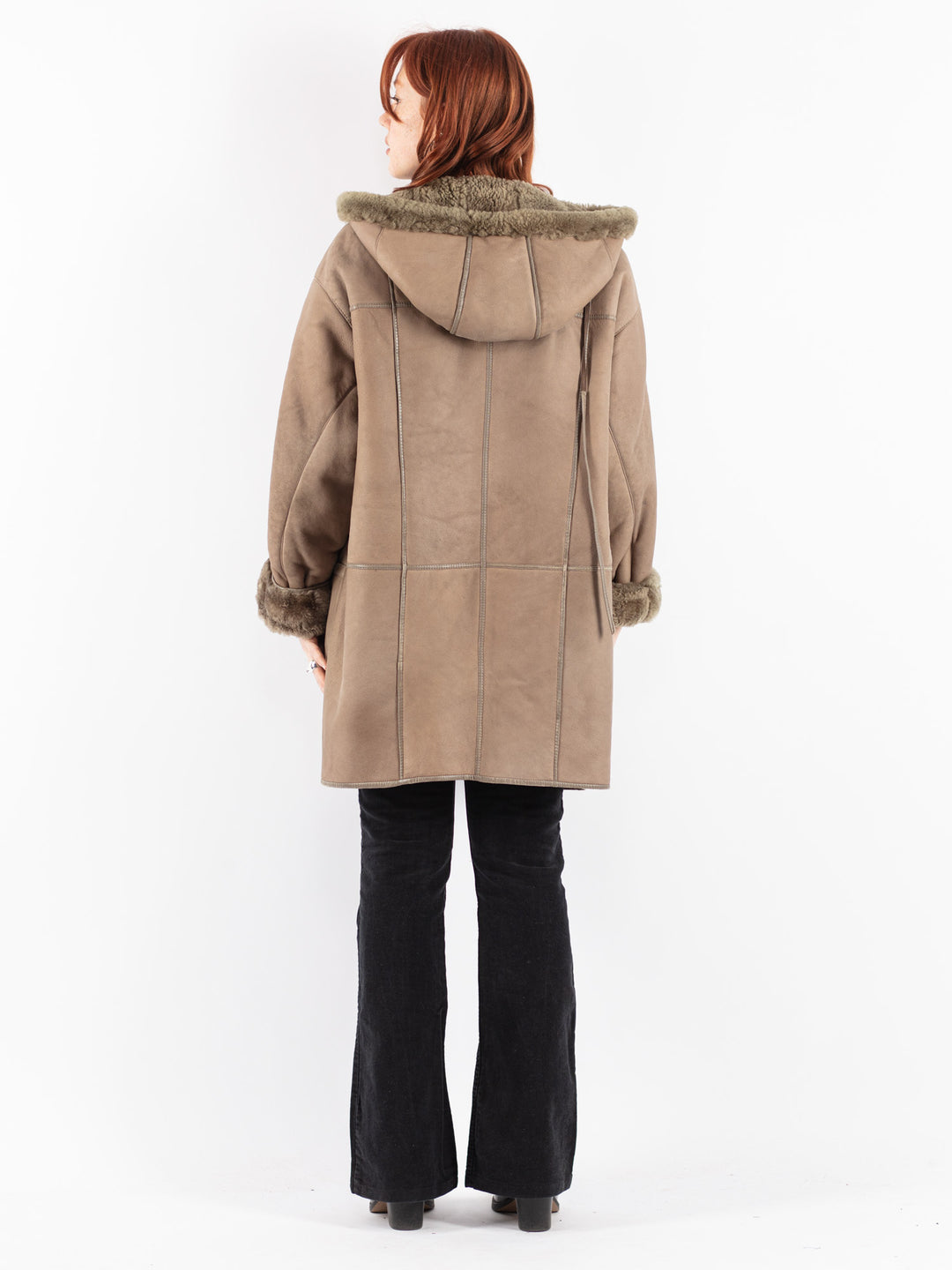 Vintage 80's Women Sheepskin Coat in Beige