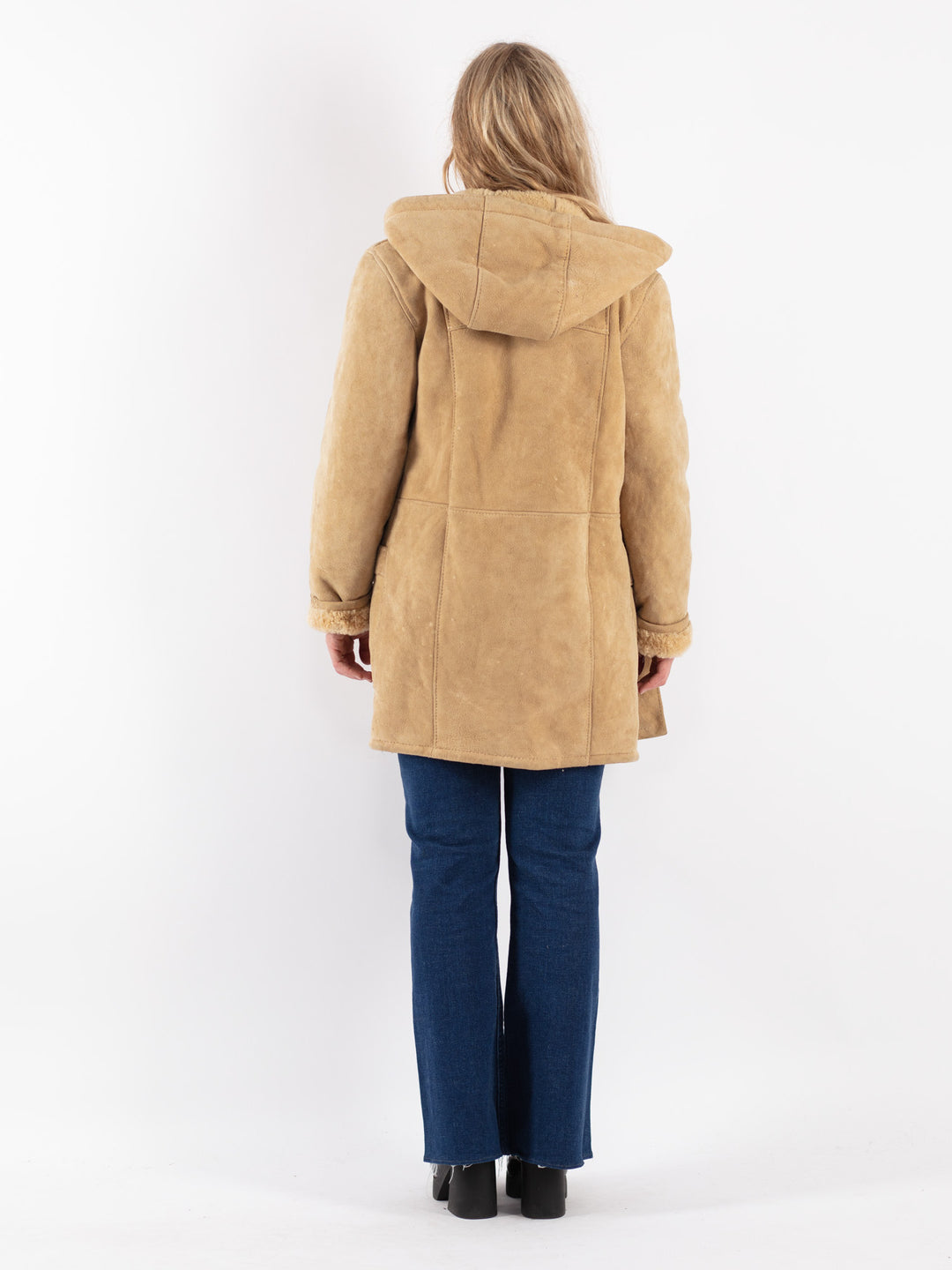 Vintage 80's Women Sheepskin Coat in Beige