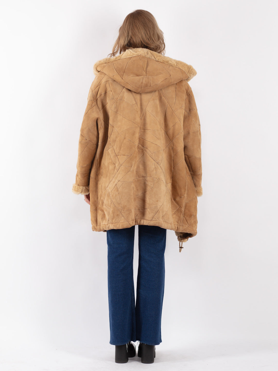 Vintage 80's Women Sheepskin Coat in Beige