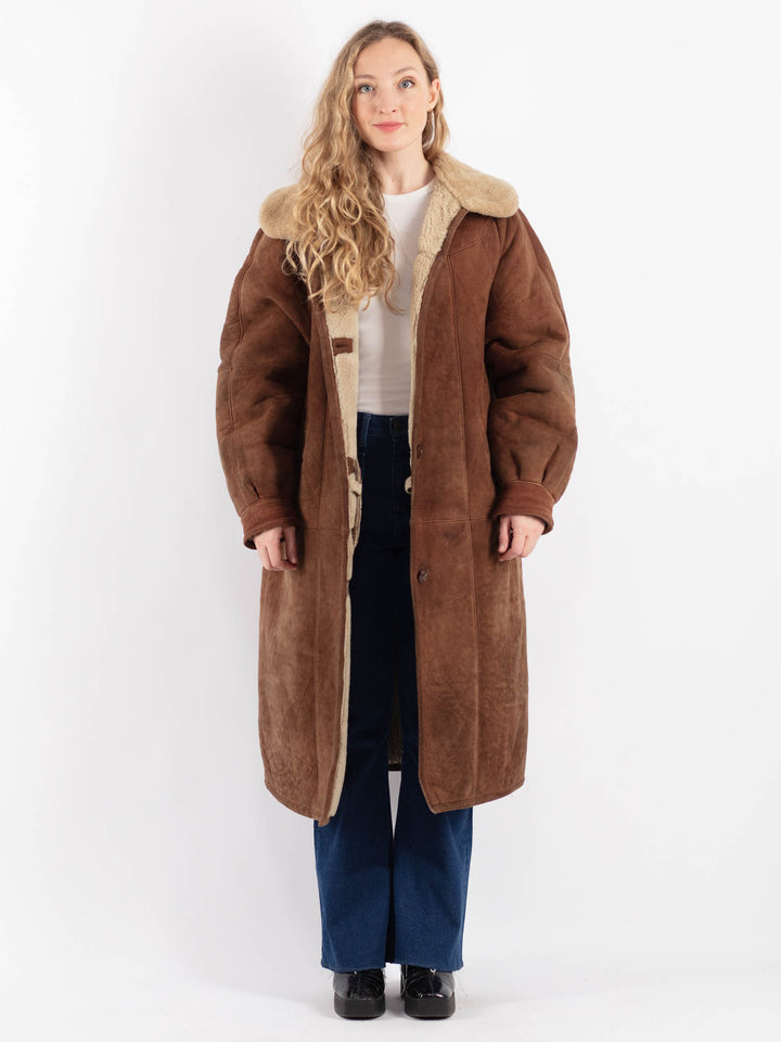 Vintage 80's Women Sheepskin Coat in BrownV9223