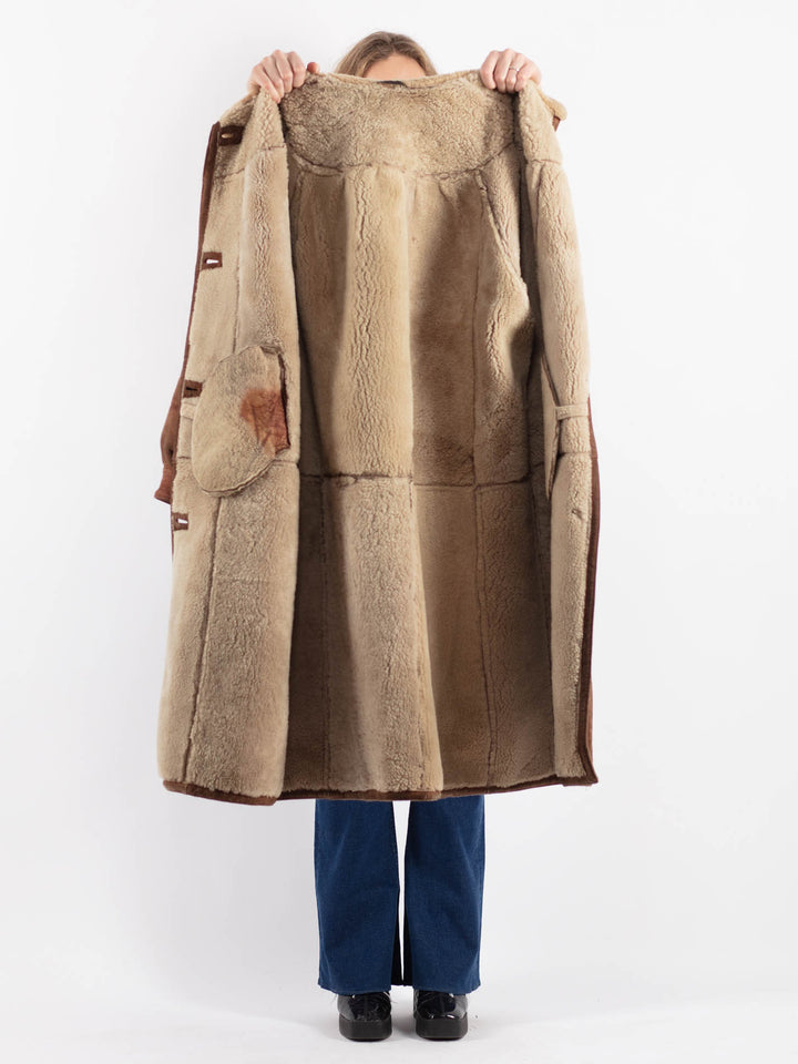 Vintage 80's Women Sheepskin Coat in BrownV9223