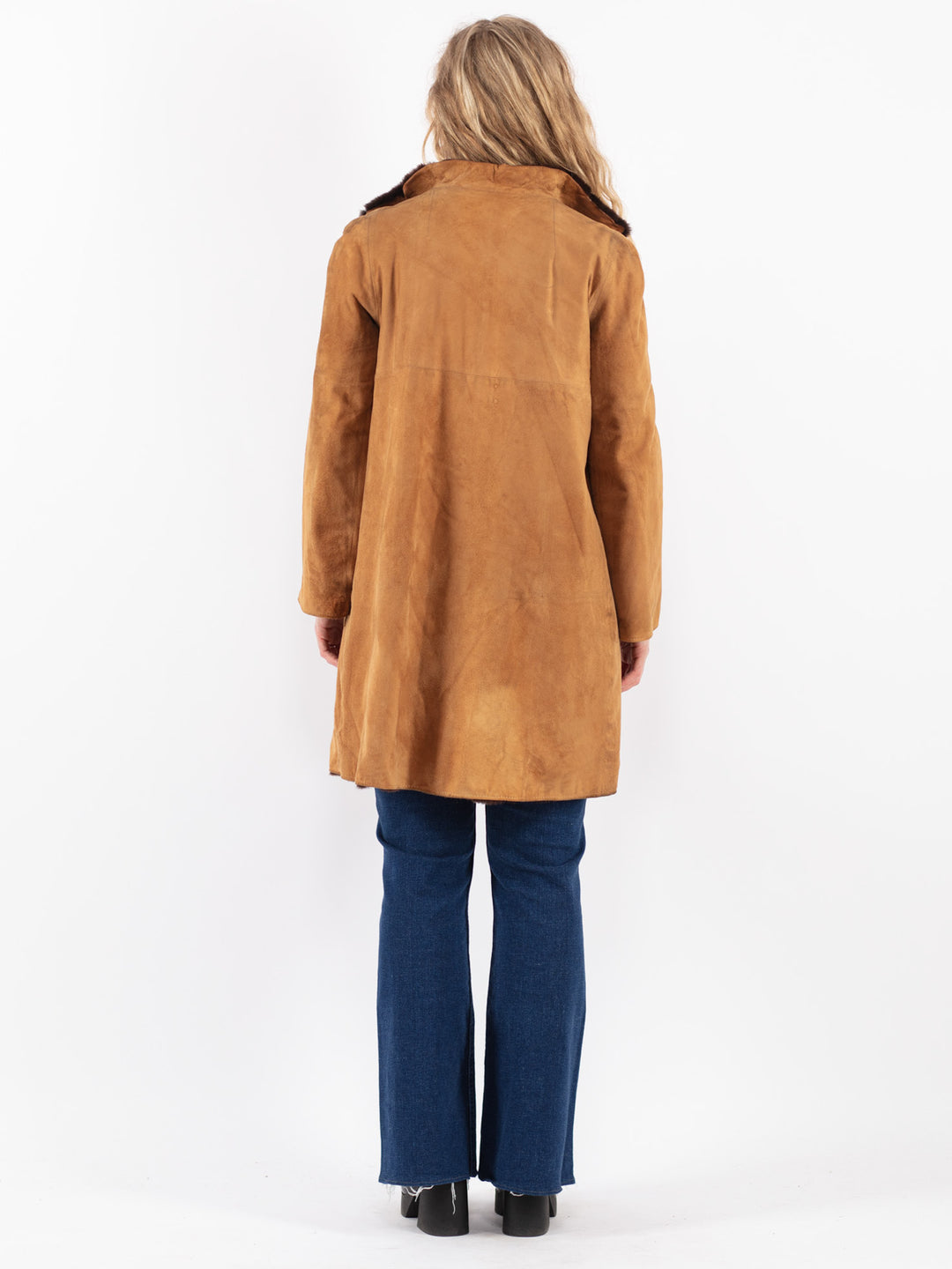 Vintage 80's Women Sheepskin Coat in Brown