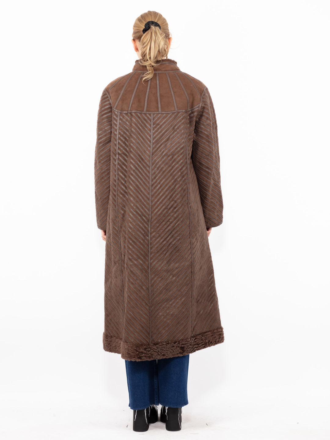 Vintage 80's Women Reversible Sheepskin Coat in Brown