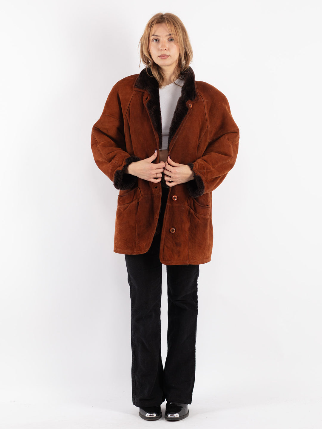 Vintage 80's Women Sheepskin in Brown