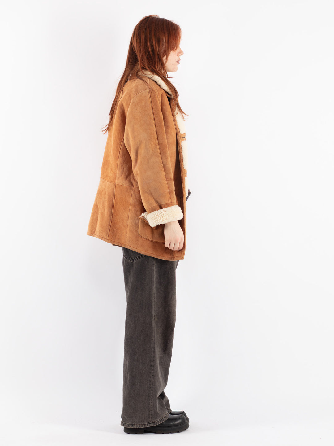 Vintage 80's Women Sheepskin Coat in Brown