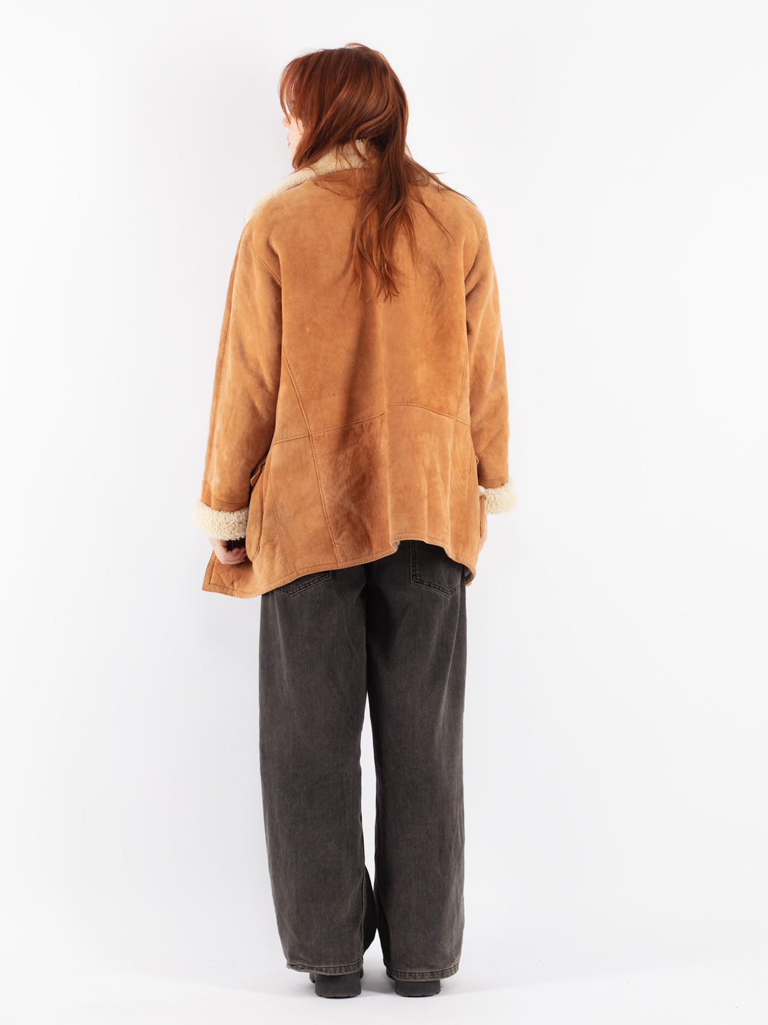 Vintage 80's Women Sheepskin Coat in Brown