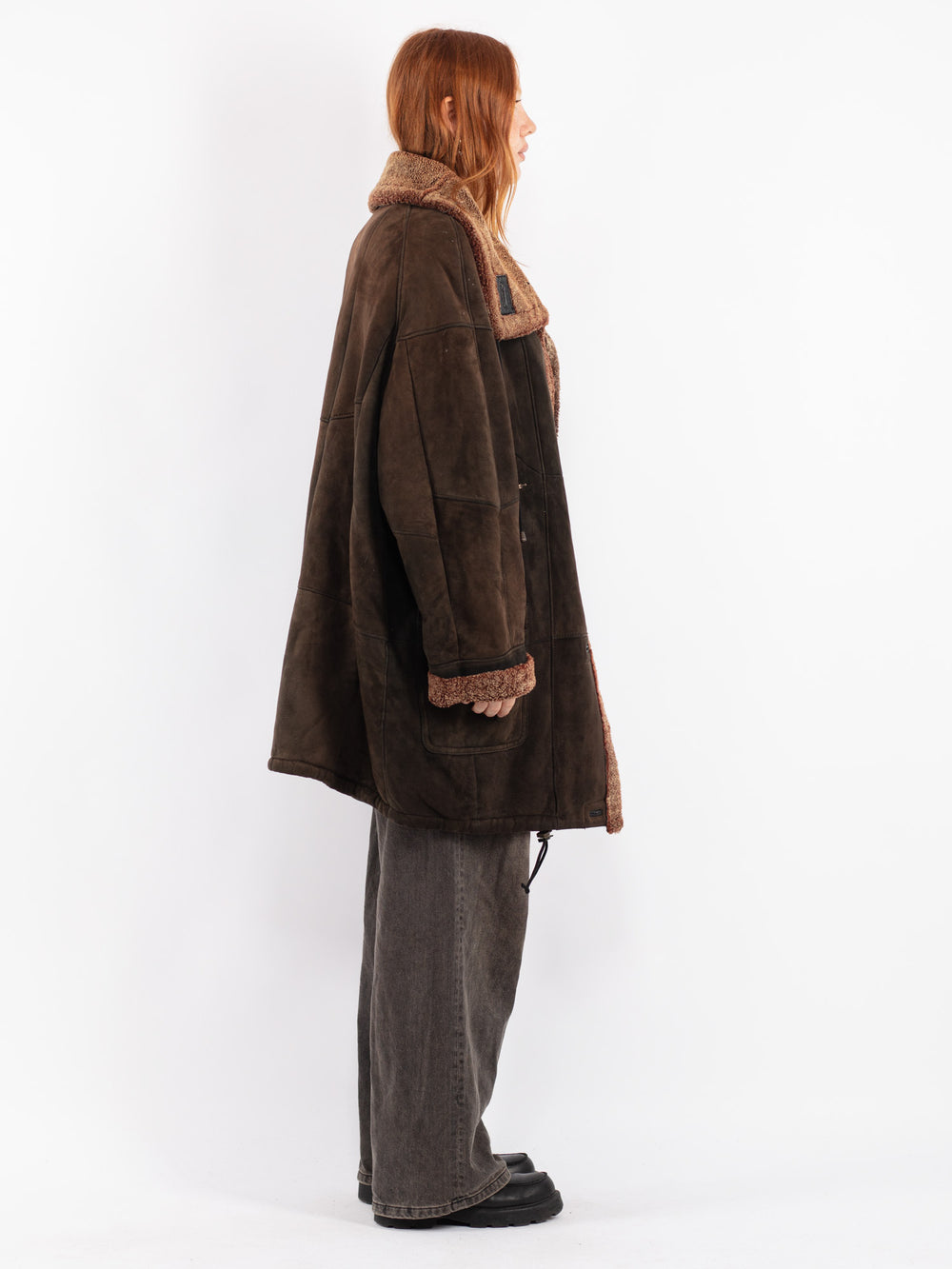 Vintage 90's Women Sheepskin Coat in Brown