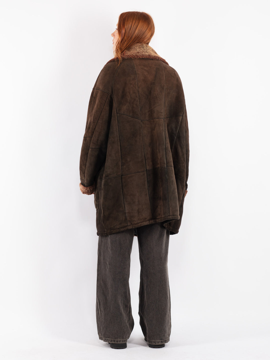 Vintage 90's Women Sheepskin Coat in Brown