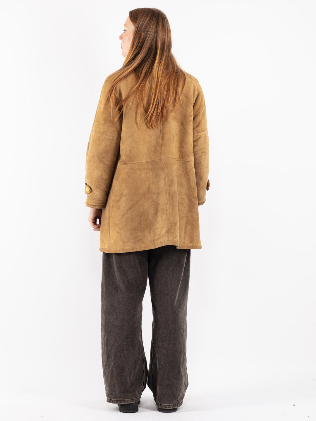 Vintage 80's Women Sheepskin Coat in Brown
