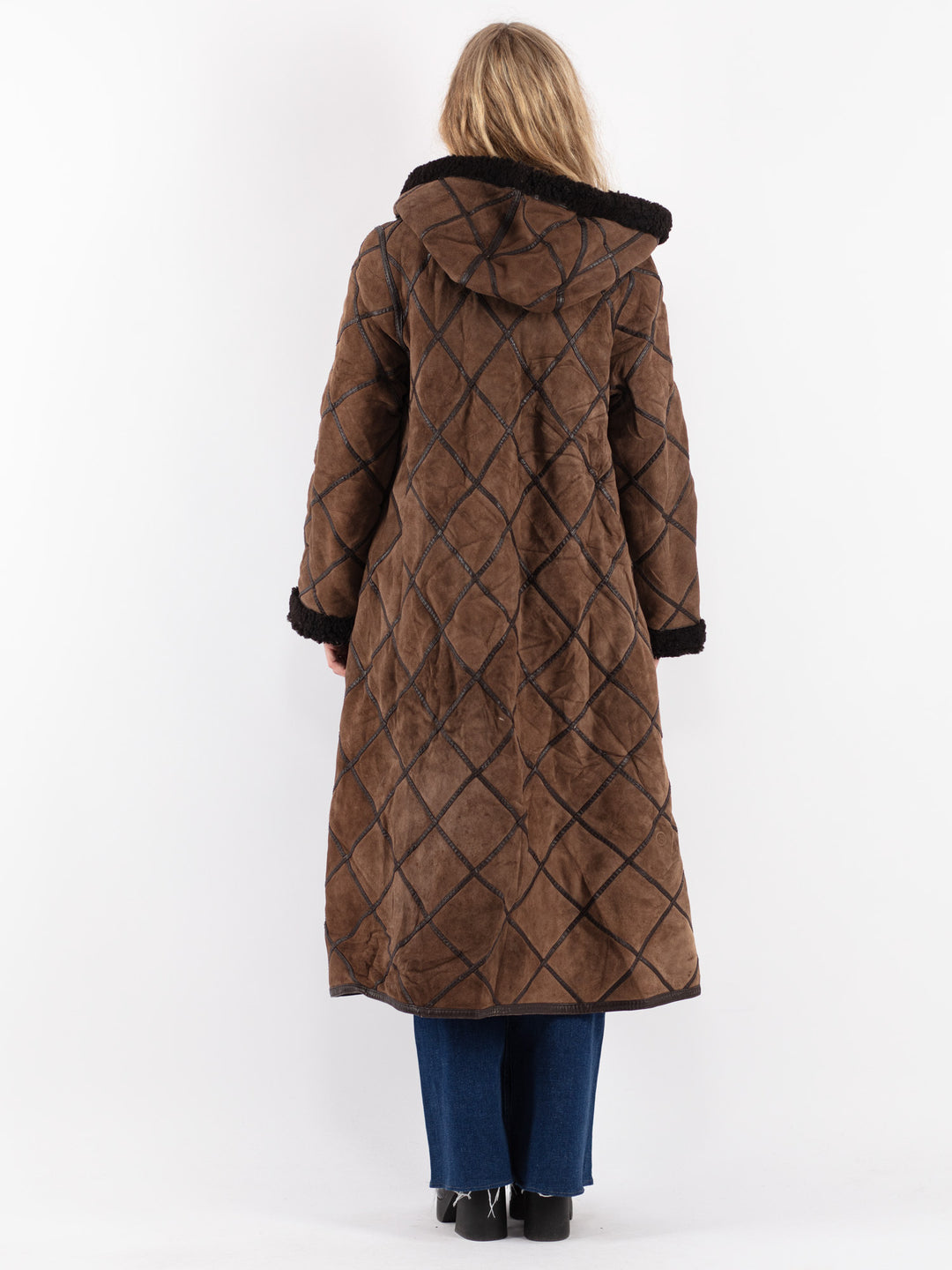 Vintage 80's Women Sheepskin Coat in Brown
