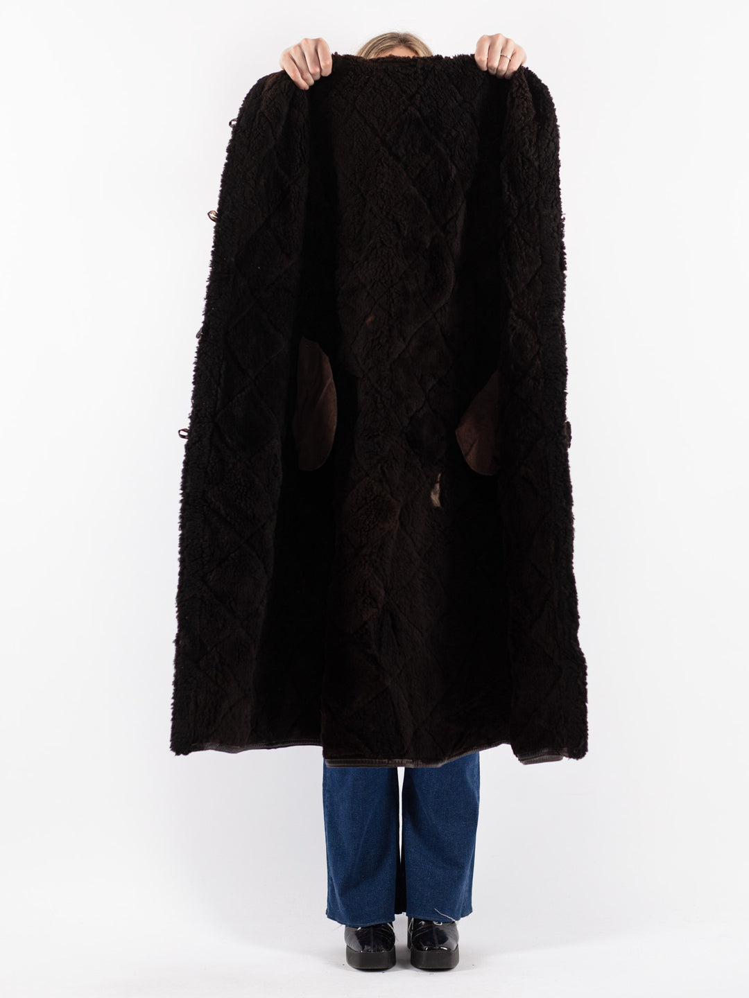 Vintage 80's Women Sheepskin Coat in Brown